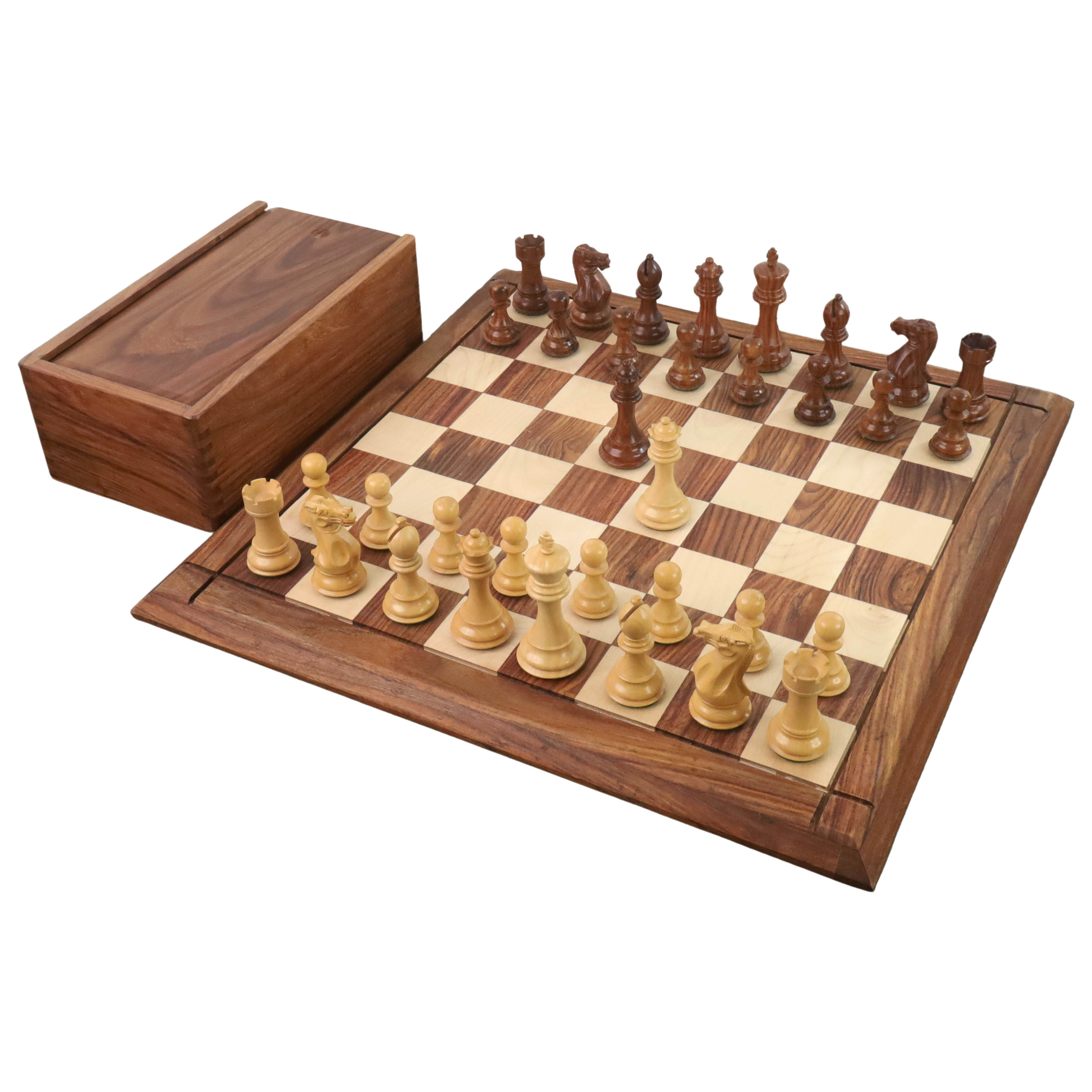 21 Large Wooden Chess Board Rosewood & Maple Square 55mm Handmade