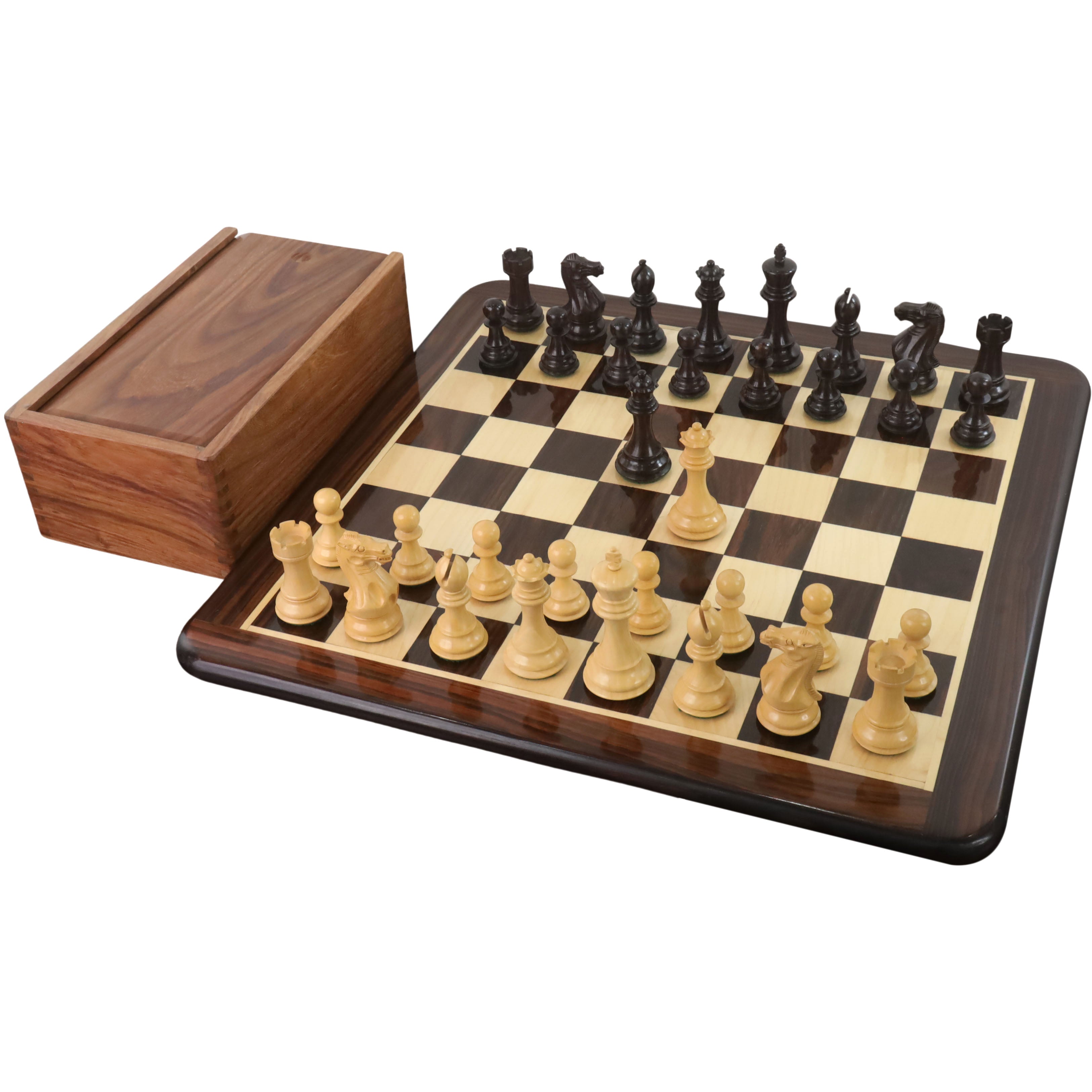 Leningrad Staunton Chess Set- Chess Pieces Only - Golden Rosewood & Bo –  royalchessmall
