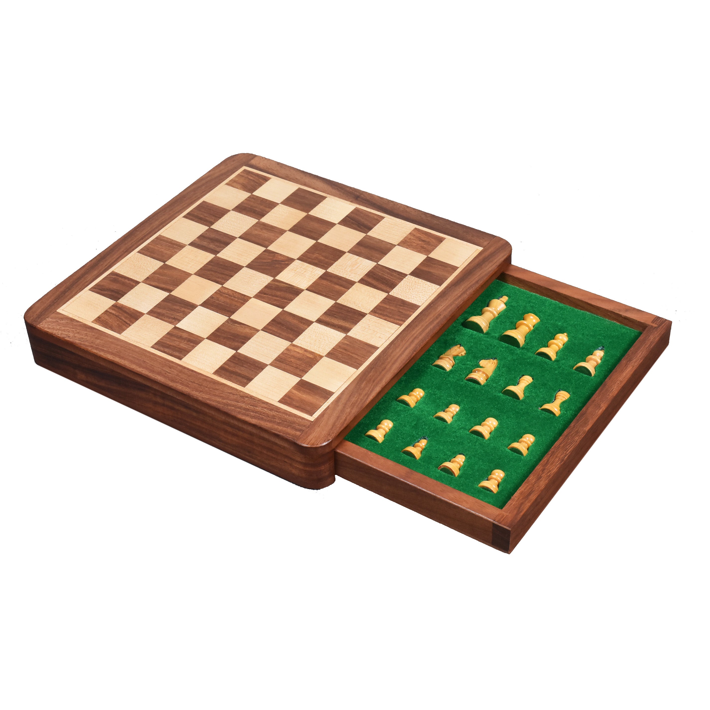 Jeu d'échecs en bois de voyage 15 X 15 cm