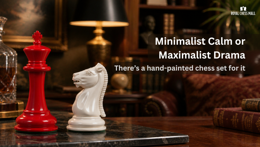 Bring home a luxury design statement with colorful chess pieces. Discover how hand-painted chess sets can transform minimalist and maximalist spaces.