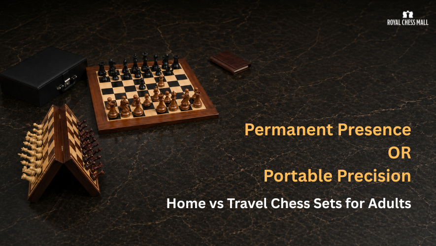 Discover the difference between travel chess sets and home chess sets for adults. Compare craftsmanship, portability, and playability for the perfect board.