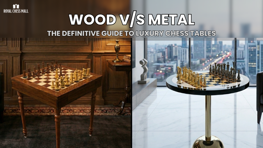 Wooden chess table or metal? Compare acoustics, durability, heirloom value, and other differences to choose the material worthy of your space and money.