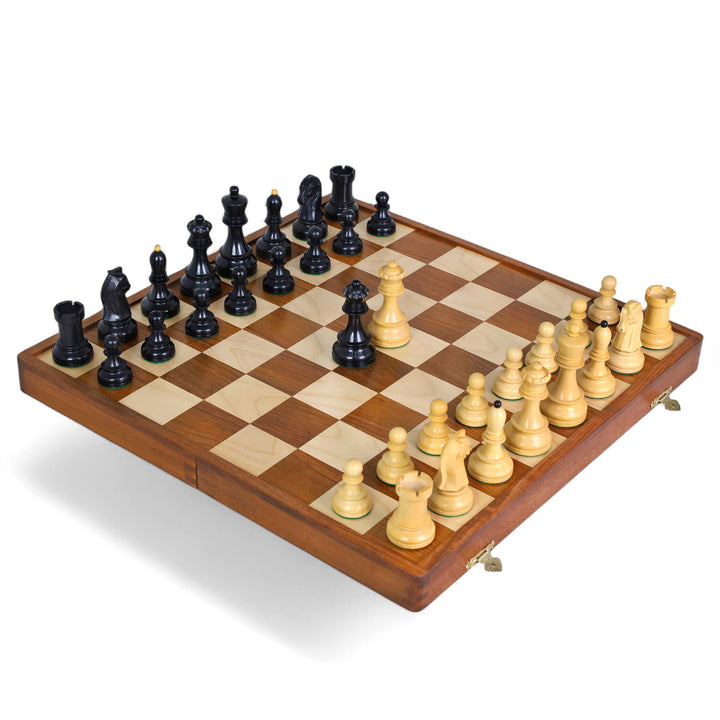 1950s' Fischer Dubrovnik Combo Chess Set with Folding Golden Rosewood & Maple Chess Board