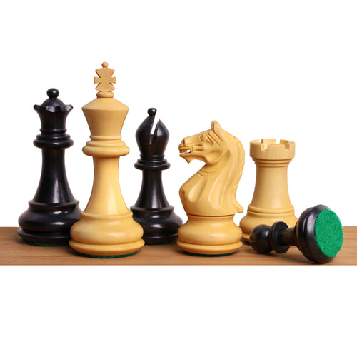 3.75" Queens Gambit Staunton Chess Set- Chess Pieces Only - Weighted Ebonised Boxwood