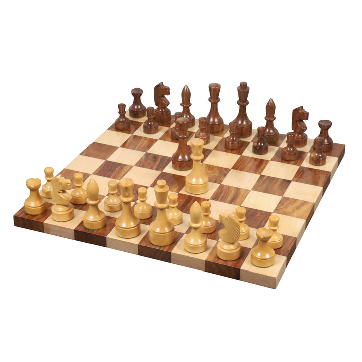 3.8 « Bundesform German Staunton Jeu d'échecs - Pièces d'échecs avec échiquier et boîte - Palissandre doré