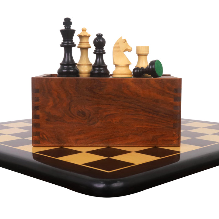 3.9" Tournament Chess Set Combo -Pieces in Ebonised boxwood with Board and Box