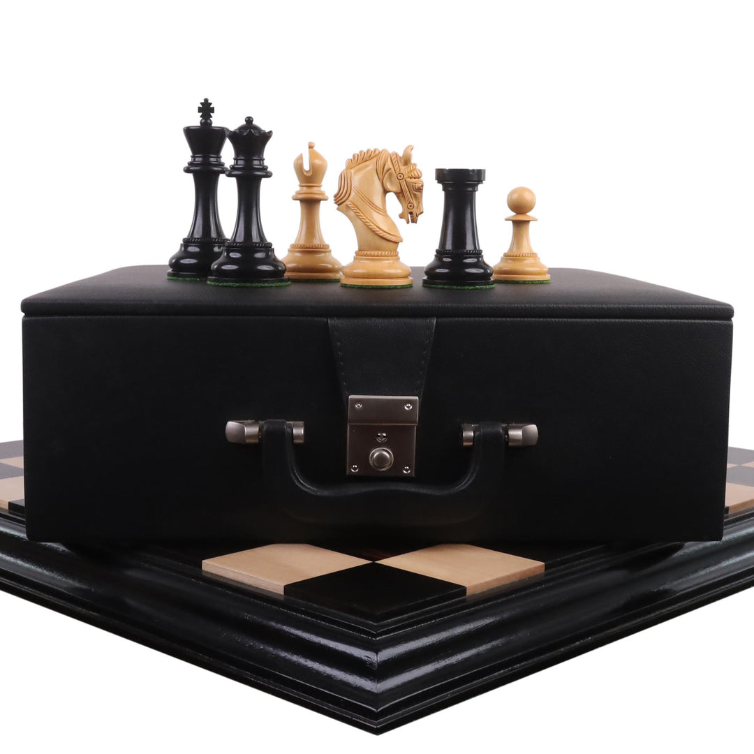 4.3" Imperator Luxury Staunton Combo Chess Set - Pieces in Ebony Wood with Board and Box