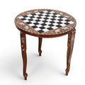 24" Boutique Luxury Round Chess Board Table - 25" High - Golden Rosewood & Acrylic