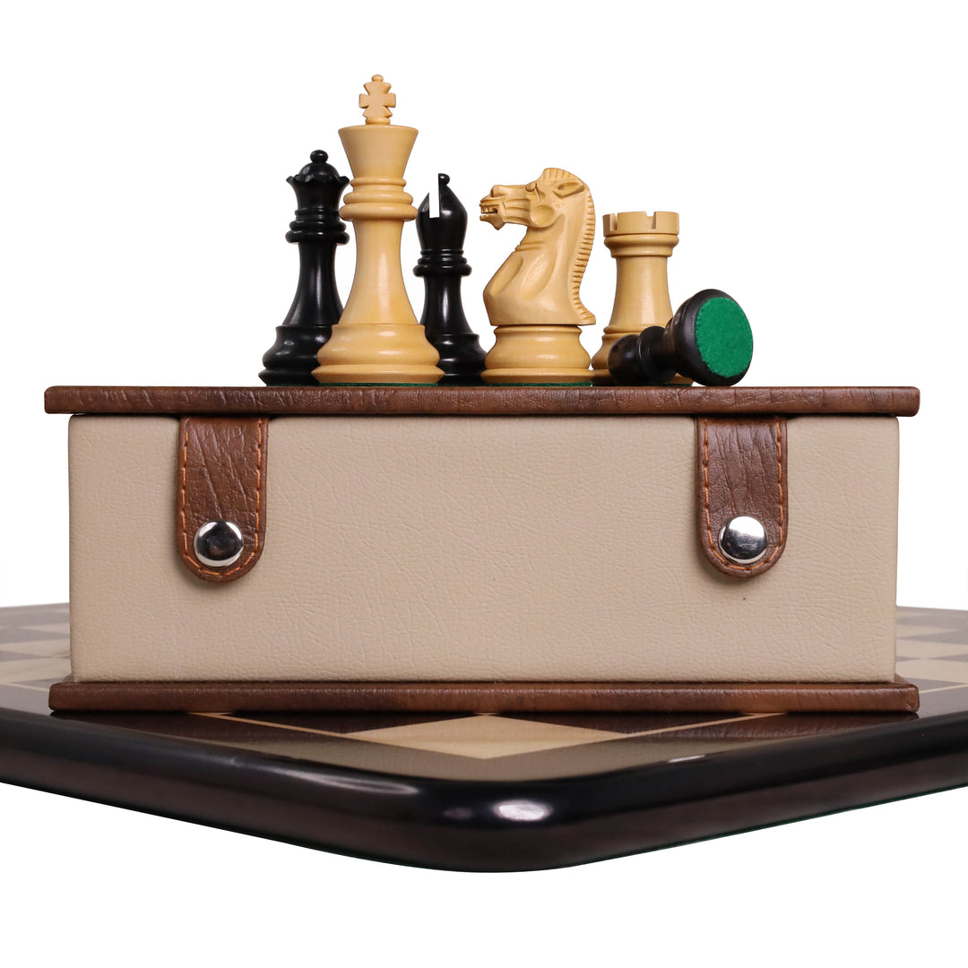 Combo of 3.9" Professional Staunton Chess Set - Pieces in Ebony Wood With Board and Box