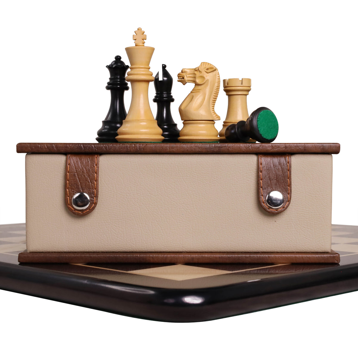 Combo of 3.9" Professional Staunton Chess Set - Pieces in Ebony Wood With Board and Box