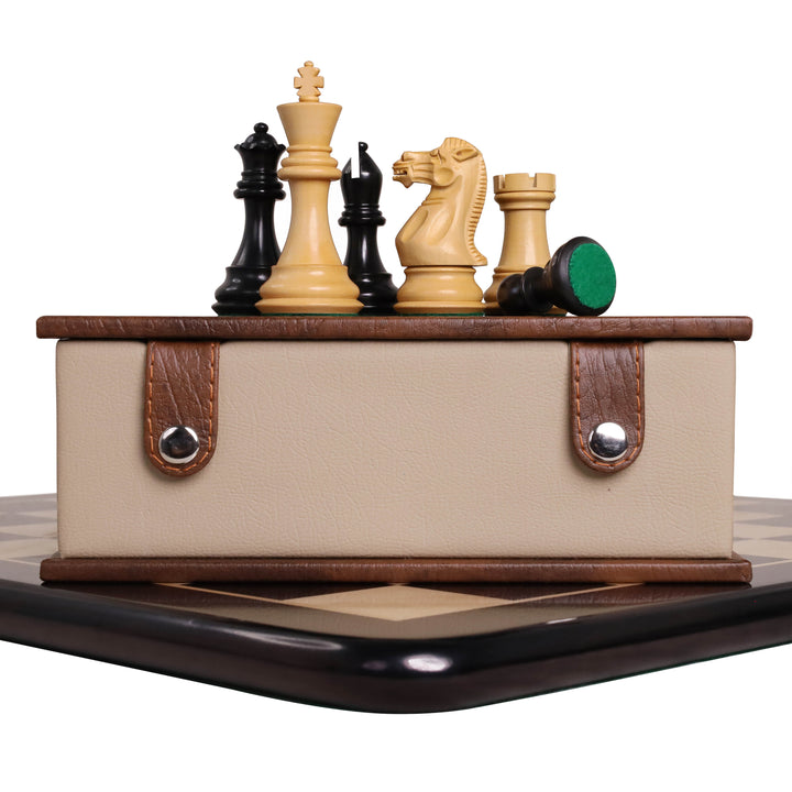Combo of 3.9" Professional Staunton Chess Set - Pieces in Ebony Wood With Board and Box