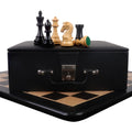 3.9 inch Craftsman Staunton chess set with ebony pieces, board, and storage box.