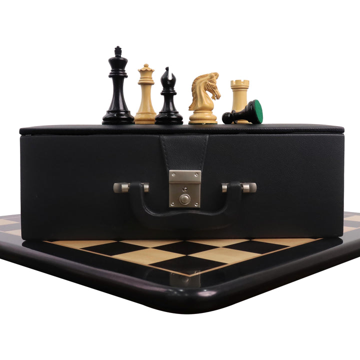 Combo of Repro 2016 Sinquefield Staunton Chess Set - Pieces in Ebony Wood with Board and Box
