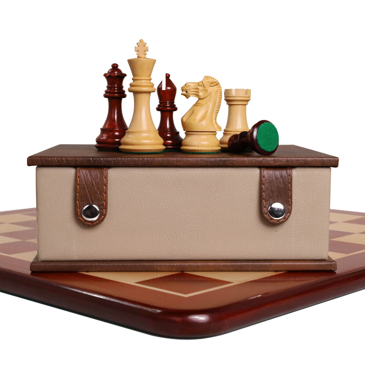 Combo of 3.9" Professional Staunton Chess Set - Pieces in Bud Rosewood With Board and Box