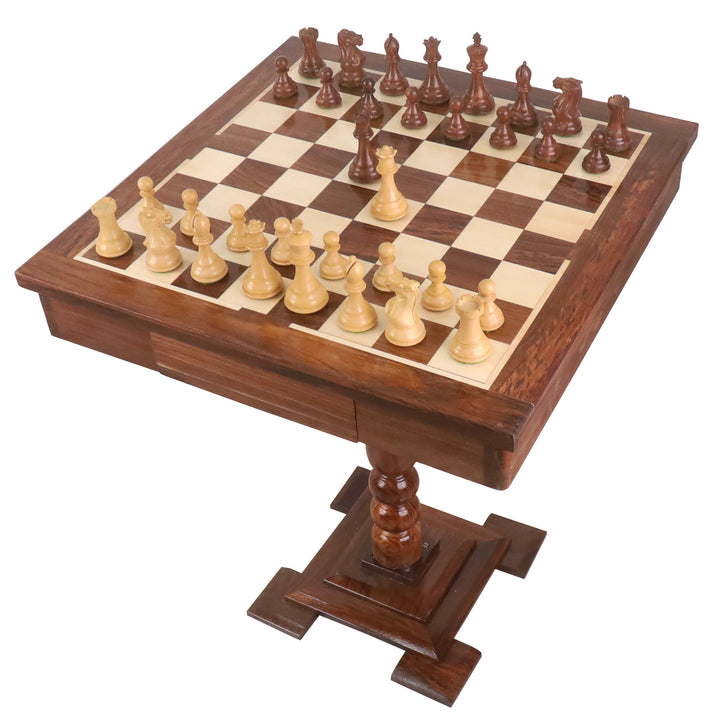 20" Tavola per scacchi in legno con pezzi di scacchi Staunton - Palissandro e acero dorato