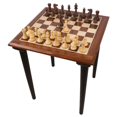 Combo of Pro Staunton Chess Pieces with 22" Wooden Tournament Chess Board Table