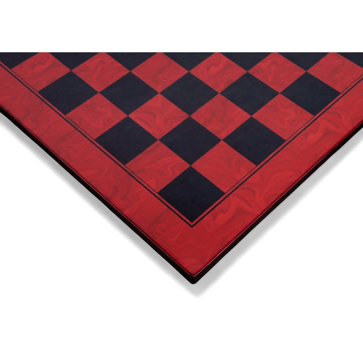 22" Red Ash Burl & Burl Ebony Printed Chess Board- 57mm square- Gloss Finish - Warehouse Clearance - Europe Shipping Only