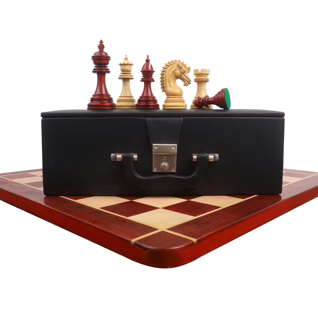 Combo of Dragon Luxury Staunton Chess Set - Pieces in Bud Rosewood with 23" Chessboard and Storage Box