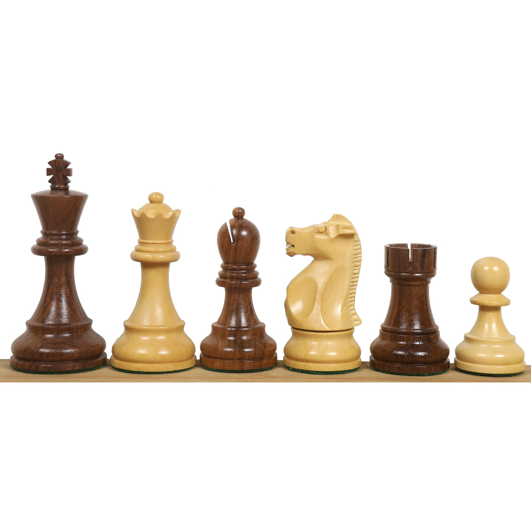 Slightly Imperfect 1972 Championship Fischer Spassky Chess Set- Chess Pieces Only - Double Weighted Golden Rosewood & Boxwood