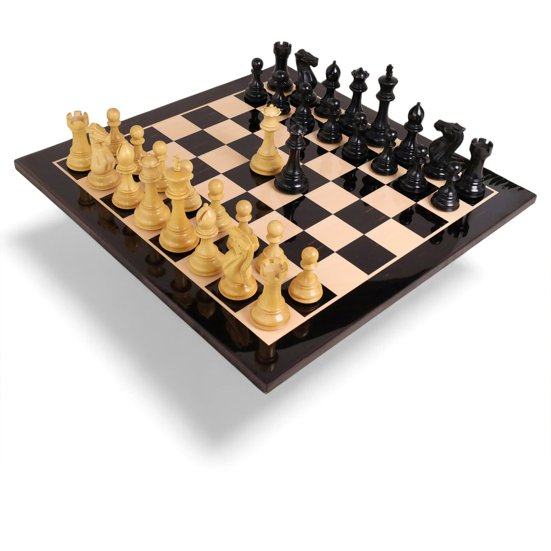 Combo of 6.3" Jumbo Pro Staunton Luxury Triple Weighted Chess Set with 26" Ebony & Maple Wood Chess Board
