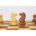 Light and dark Staunton knight chess pieces facing each other.