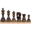 Slightly Imperfect 3.75" Artisan Carving Burnt Zagreb Chess Pieces with Storage Box - Warehouse Clearance - USA Shipping Only