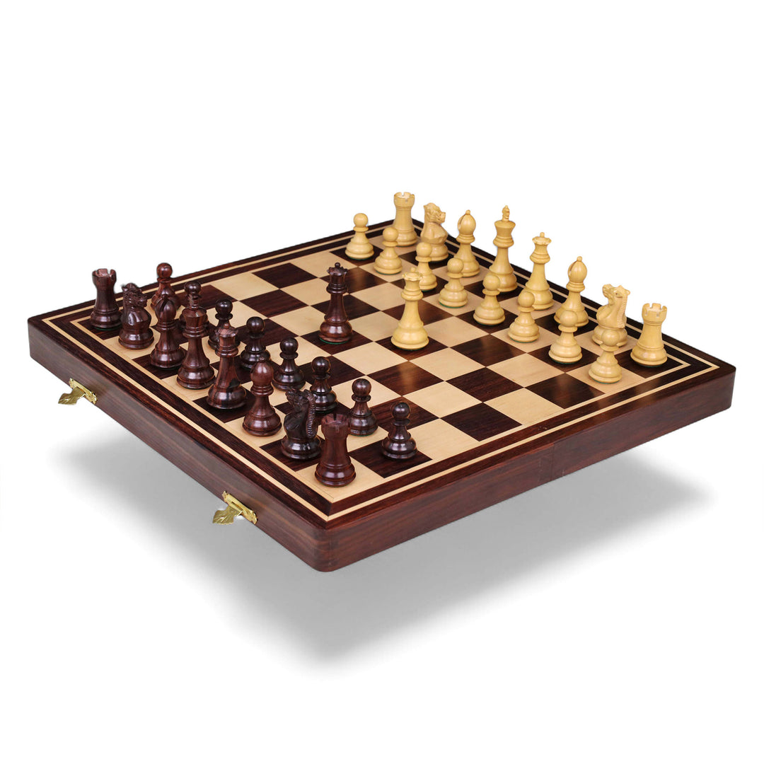 16" Windsor Executive Magnetic Travel Chess Set- Rosewood & Maple Wood Board with Rosewood Pieces