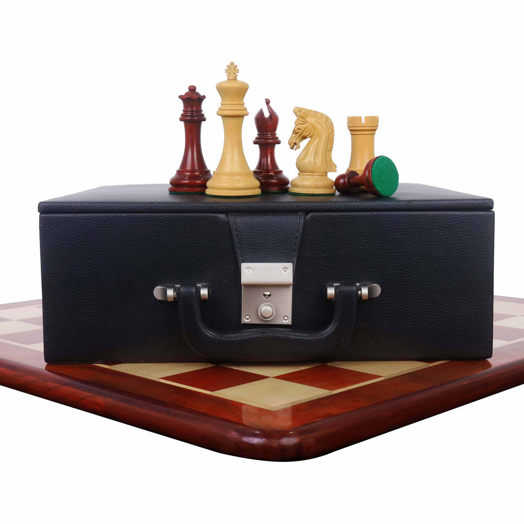 Combo of Repro 2016 Sinquefield Staunton Chess Set - Pieces in Bud Rosewood with Board and Box