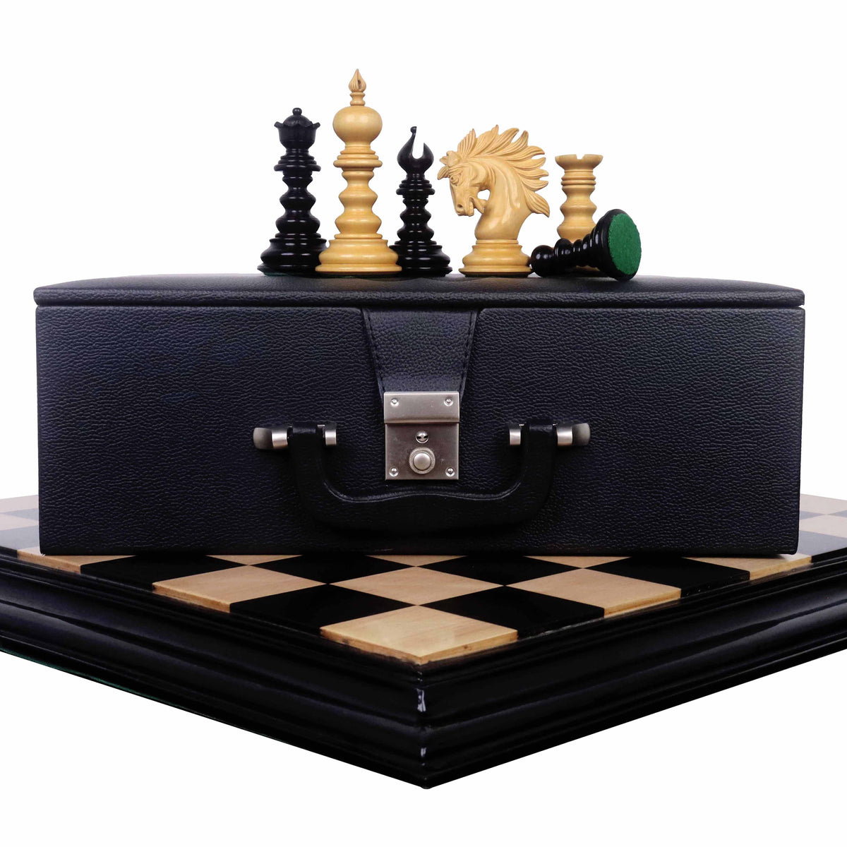 4.3 inch Marengo luxury Staunton chess set in ebony wood with storage box.
