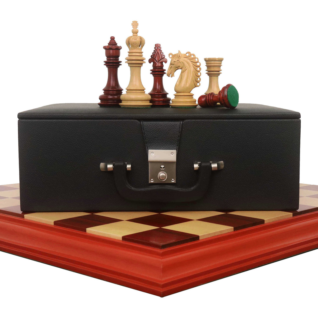 Combo of 4.5″ Carvers’ Art Luxury Chess Set - Pieces in Budrose Wood with Board and Box