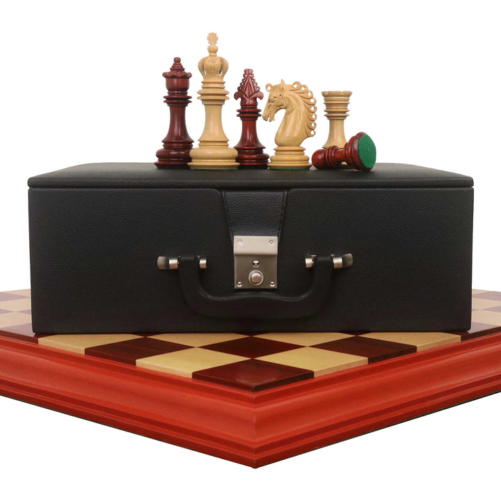 Combo of 4.5″ Carvers’ Art Luxury Chess Set - Pieces in Budrose Wood with Board and Box