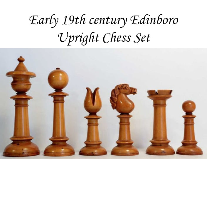 Set di scacchi Edinburgh Northern Upright Pre-Staunton Combo - Pezzi in legno di bosso ebanizzato con scacchiera e scatola