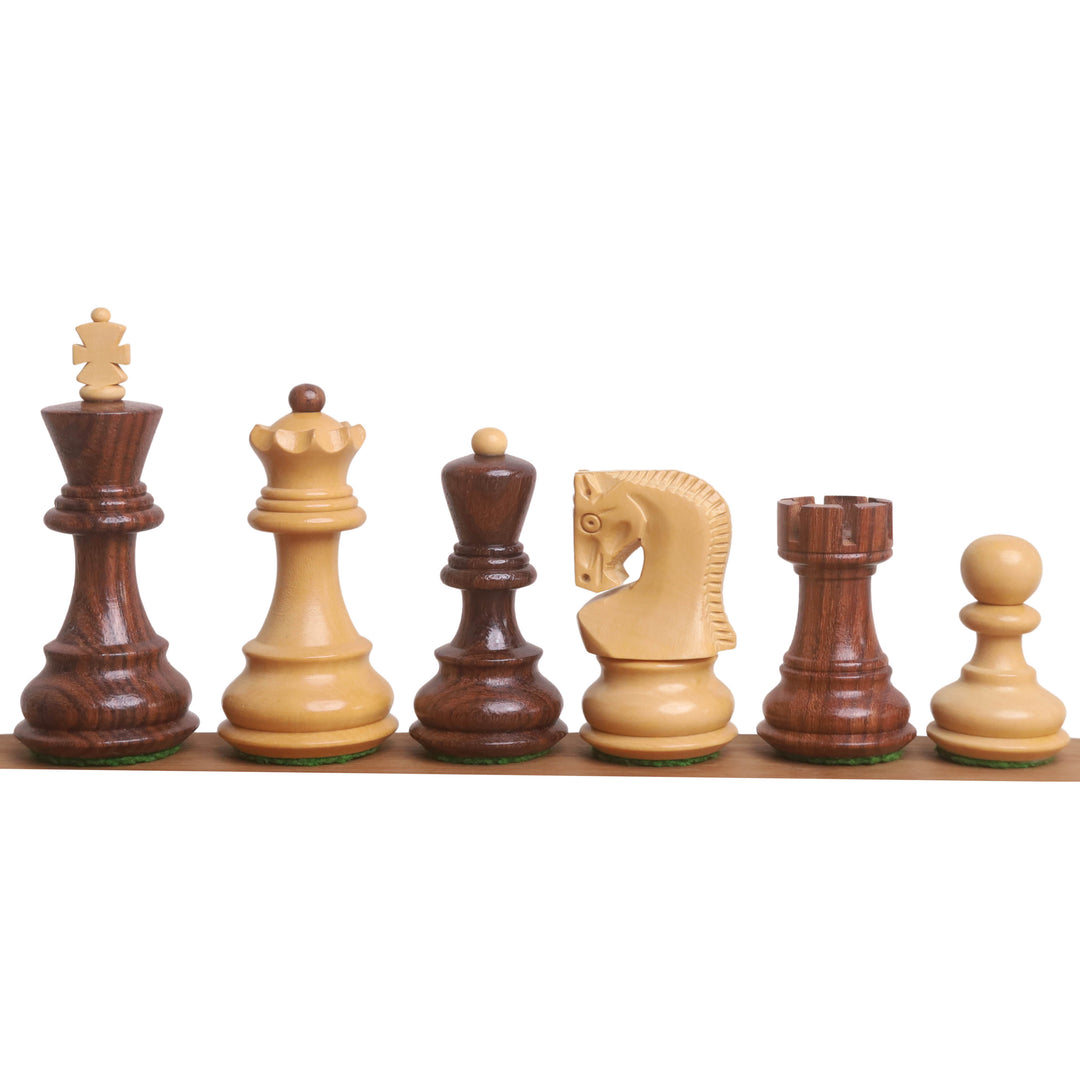 Kombo z 3,1” rosyjskim zagrzeb zestaw szachów - figury w złote drewno różane z planszą i pudełkiem