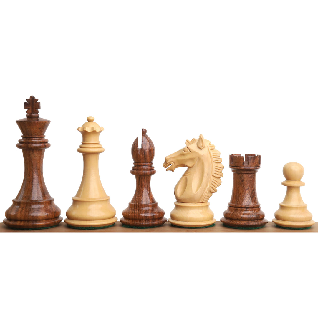 Slightly Imperfect 4" Alban Knight Staunton Chess Set- Chess Pieces Only - Weighted Golden Rosewood