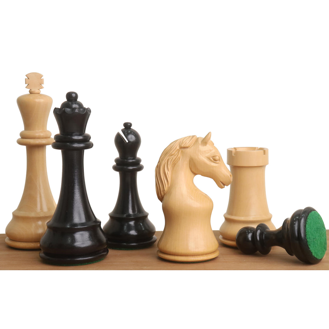 Slightly Imperfect Piatigorsky Cup Reproduced Chess Set- Chess Pieces Only- Ebony Wood – 5″ King