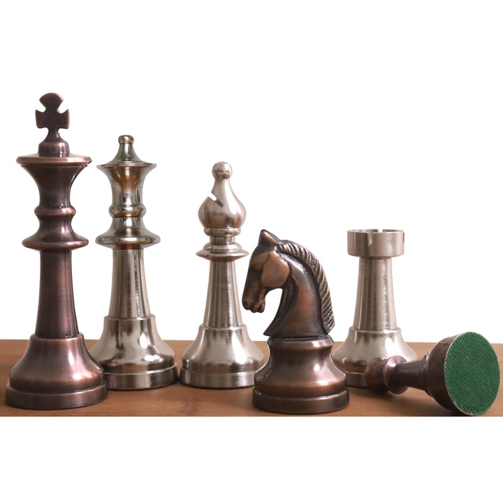 Set di scacchi di lusso da 3,5" della serie Elegance in ottone e metallo - Solo pezzi - Rame anticato