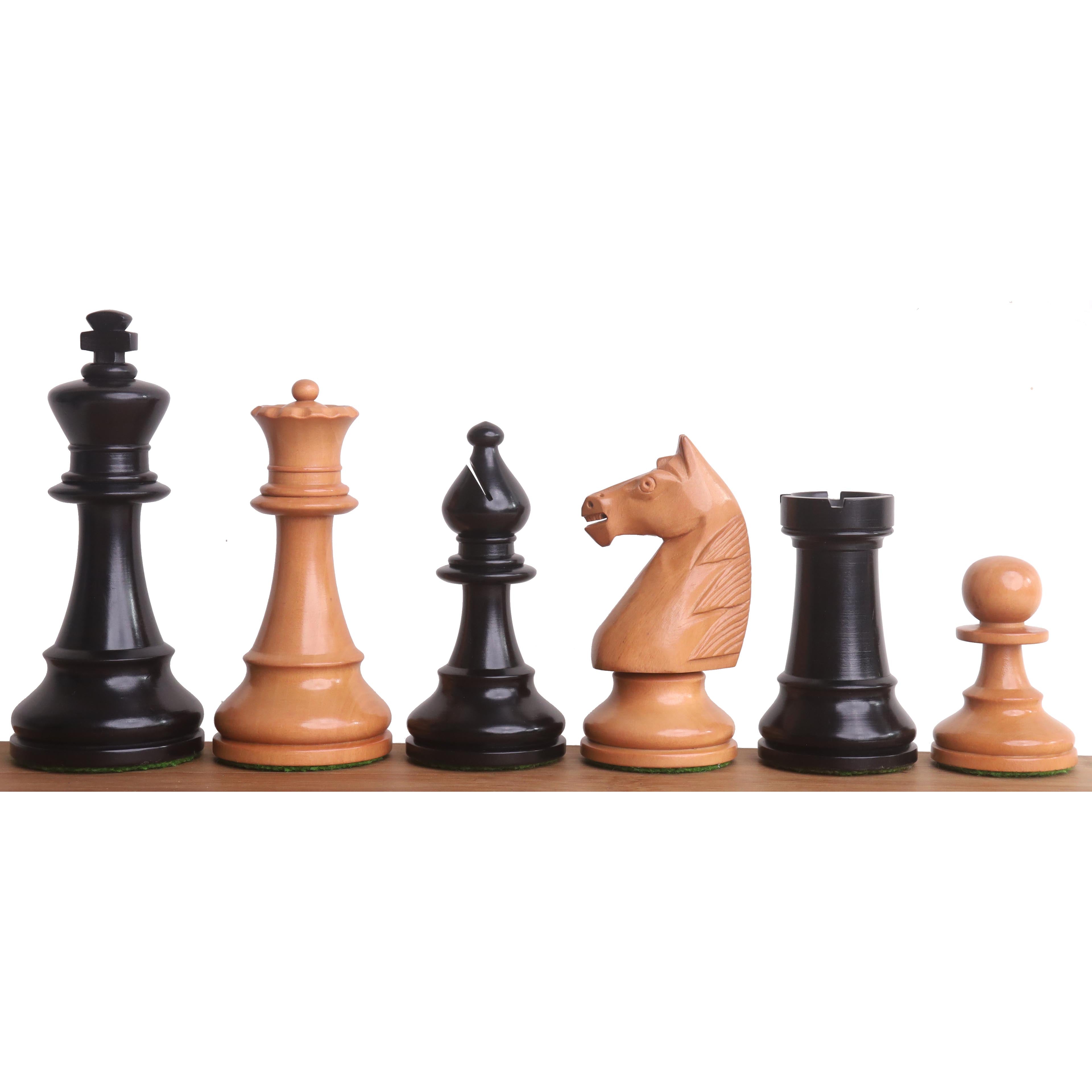 French Grandmaster's Staunton Chess Set- Chess Pieces Only- Antiqued Boxwood- 4.1" King
