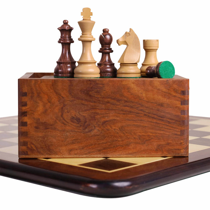3.9" Tournament Chess Set Combo - Pieces in Rosewood with Board and Box