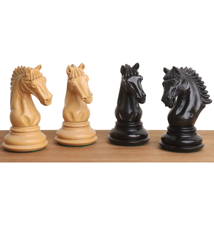 Slightly Imperfect 4.5" Tilted Knight Luxury Staunton Chess Set- Chess Pieces Only - Ebony Wood & Boxwood