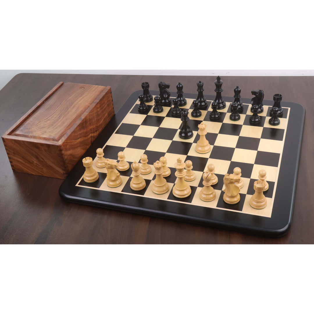 1972 mesterskab Fischer Spassky skaksæt - kun skakbrikker - Dobbeltvægtet ibenholt træ