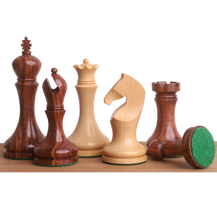 3.9" Zadar Series Modern Minimalist Combo Chess Set - Pieces in Golden Rosewood with Borderless Board and Box