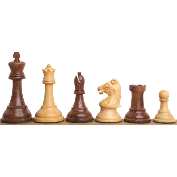 Jeu d'échecs Drueke Reproduced 3.7" légèrement imparfait - Pièces d'échecs uniquement - Bois de rose doré