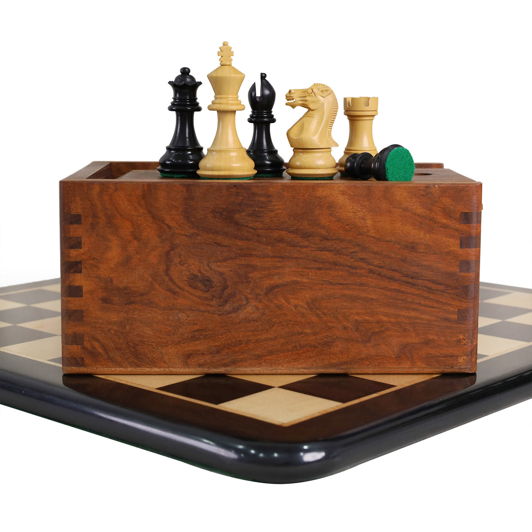 Combo of 3.1" Pro Staunton Luxury Chess Set - Pieces in Ebony wood with Board and Box