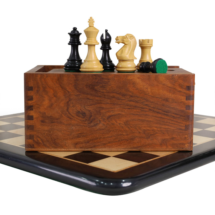 Combo of 3.1" Pro Staunton Luxury Chess Set - Pieces in Ebony wood with Board and Box