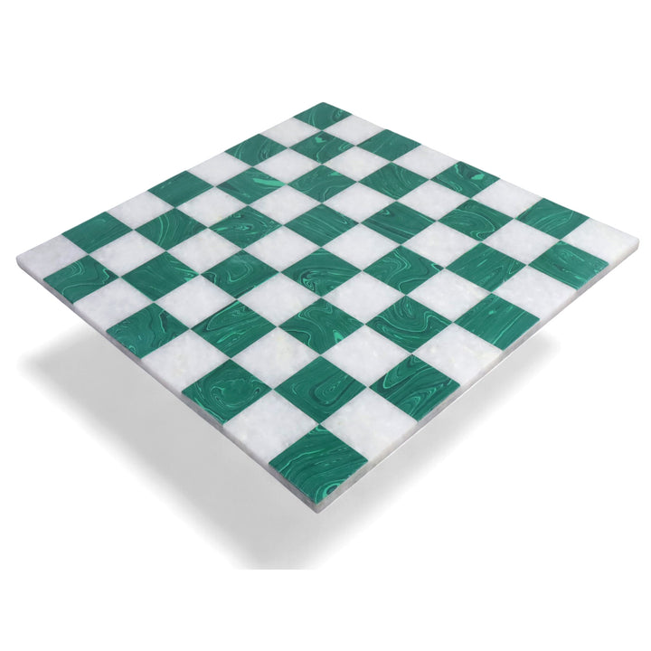 15'' Borderless Replica Malachite Luxury Chess Board - Green and White Semi Precious Stone