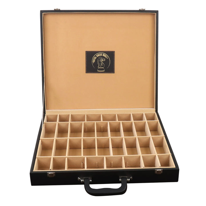 Compartment Style Leatherette Coffer Storage Box for Chess Pieces upto 4.1" King - Warehouse Clearance - USA Shipping Only