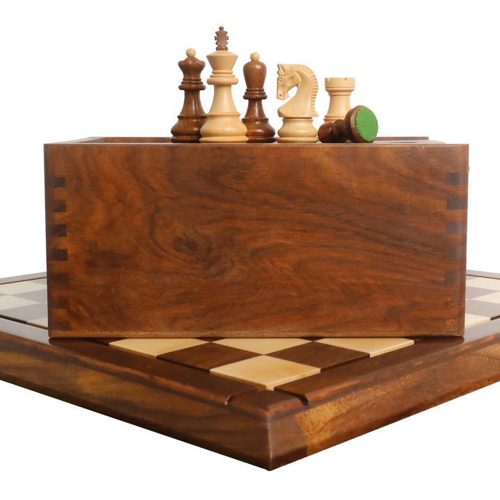 2.6" Juego de Ajedrez Ruso Zagreb Combo -Piezas en Palisandro Dorado con Tablero y Caja
