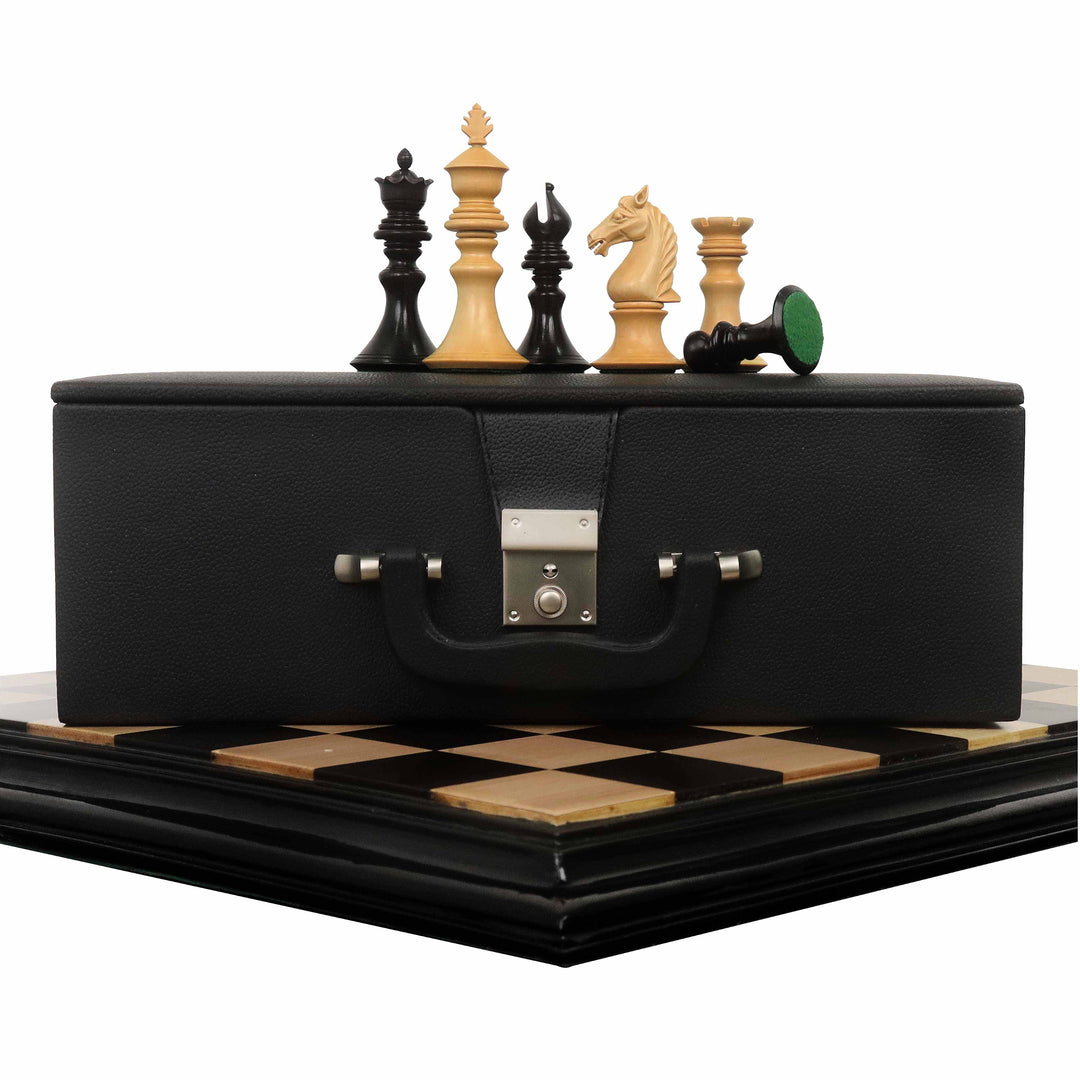 Combo of 4.3" Aristocrat Series Luxury Staunton Chess Set - Pieces in Ebony Wood & Boxwood with Board and Box