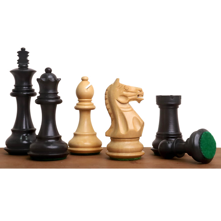 Fierce Knight Staunton Chess Set- Chess Pieces Only - Weighted Boxwood - 3.5" Extra Queens