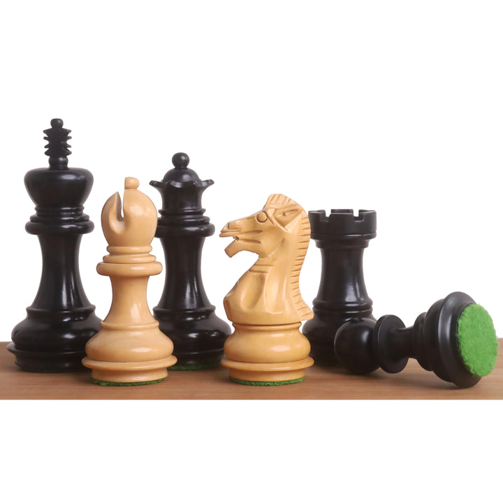 3.2″ Laughing Knight Staunton Chess Set- Sólo piezas de ajedrez - Madera de boj ebonizada y lastrada